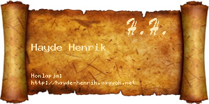 Hayde Henrik névjegykártya